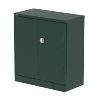 Qube 1000mm 2-Door Stationery Cupboard British Racing Green With Shelf
