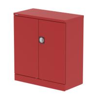 Qube 1000mm 2-Door Stationery Cupboard Red With Shelf