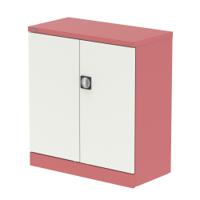 Qube 1000mm 2-Door Stationery Cupboard Antique Pink And Satin White With Shelf