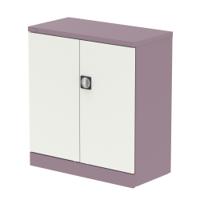 Qube 1000mm 2-Door Stationery Cupboard Pastel Violet And Satin White With Shelf