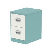 Qube 2 Drawer Filing Cabinet Pastel Turquoise And Satin White