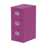 Qube 3 Drawer Filing Cabinet Traffic Purple