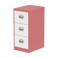 Qube 3 Drawer Filing Cabinet Antique Pink And Satin White