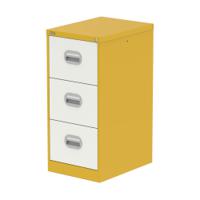Qube 3 Drawer Filing Cabinet Lemon Yellow And Satin White