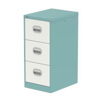 Qube 3 Drawer Filing Cabinet Pastel Turquoise And Satin White