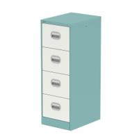 Qube 4 Drawer Filing Cabinet Pastel Turquoise And Satin White