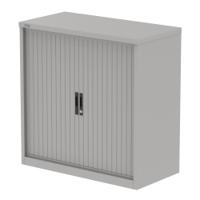 Qube 1000mm Side Tambour Cupboard Goose Grey With Shelves