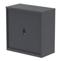 Qube 1000mm Side Tambour Cupboard Graphite Grey With Shelves