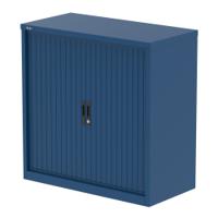 Qube 1000mm Side Tambour Cupboard Blue With Shelves