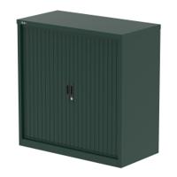 Qube 1000mm Side Tambour Cupboard British Racing Green With Shelves