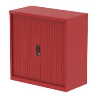 Qube 1000mm Side Tambour Cupboard Red With Shelves