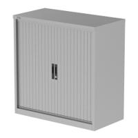 Qube 1000mm Side Tambour Cupboard Silver With Shelves