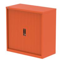 Qube 1000mm Side Tambour Cupboard Sienna Orange With Shelves