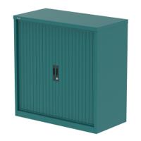 Qube 1000mm Side Tambour Cupboard Verdigris With Shelves
