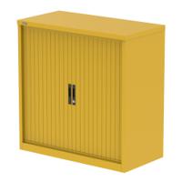 Qube 1000mm Side Tambour Cupboard Lemon Yellow With Shelves
