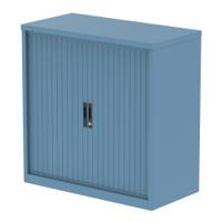 Qube 1000mm Side Tambour Cupboard Pastel Blue With Shelves
