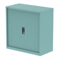 Qube 1000mm Side Tambour Cupboard Pastel Turquoise With Shelves