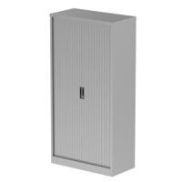 Qube 2000mm Side Tambour Cupboard Silver With Shelves