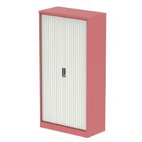 Qube 2000mm Side Tambour Cupboard Antique Pink And Satin White With Shelves