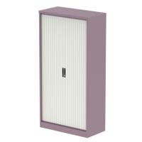 Qube 2000mm Side Tambour Cupboard Pastel Violet And Satin White With Shelves