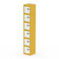 Qube Locker 6 Door 1800mm High Lemon Yellow And Satin White