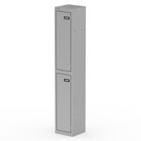 Qube Locker 2 Door 1800mm High Silver