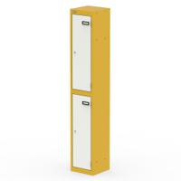 Qube Locker 2 Door 1800mm High Lemon Yellow And Satin White