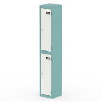 Qube Locker 2 Door 1800mm High Pastel Turquoise And Satin White