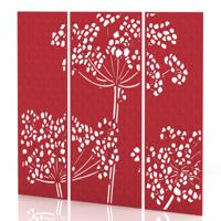 Sch! Acoustic Wall Panel - Wildflower (3 panels) - Poppy Red