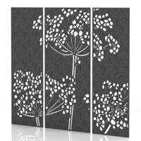 Sch! Acoustic Wall Panel - Wildflower (3 panels) - Graphite Charcoal