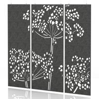 Sch! Acoustic Hanging Wall Panel - Wildflower (3 panels) - Graphite Charcoal