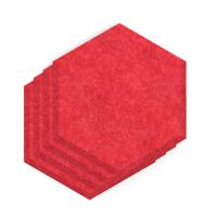 Sch! Acoustic Wall Tile - Set of 4 - Bevelled Edge - Hexagon - Poppy Red