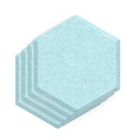 Sch! Acoustic Wall Tile - Set of 4 - Bevelled Edge - Hexagon - Sky Light Blue