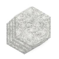 Sch! Acoustic Wall Tile - Set of 4 - Bevelled Edge - Hexagon - Pebble Light Grey