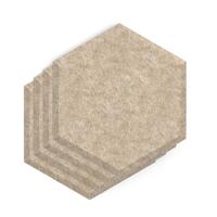 Sch! Acoustic Wall Tile - Set of 4 - Bevelled Edge - Hexagon - Oatmeal Beige