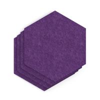 Sch! Acoustic Wall Tile - Set of 4 - Square Edge - Hexagon - Plum Purple