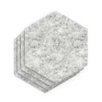 Sch! Acoustic Wall Tile - Set of 4 - Square Edge - Hexagon - Pebble Light Grey