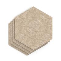 Sch! Acoustic Wall Tile - Set of 4 - Square Edge - Hexagon - Oatmeal Beige