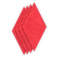 Sch! Acoustic Wall Tile - Set of 4 - Square Edge - Diamond - Poppy Red