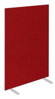 Impulse Plus Oblong 1500/600 Floor Free Standing Screen Burgundy Fabric Light Grey Edges