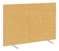 Impulse Plus Oblong 1200/1500 Floor Free Standing Screen Beige Fabric Light Grey Edges