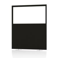 Impulse Plus Clear Half Vision 1800/1600 Floor Free Standing Screen Black Fabric Light Grey Edges