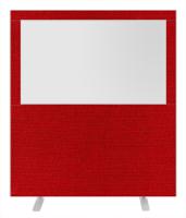 Impulse Plus Clear Half Vision 1800/1600 Floor Free Standing Screen Burgundy Fabric Light Grey Edges