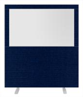 Impulse Plus Clear Half Vision 1800/1600 Floor Free Standing Screen Royal Blue Fabric Light Grey Edges
