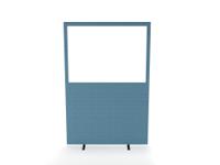 Impulse Plus Clear Half Vision 1800/1200 Floor Free Standing Screen Sky Blue Fabric Light Grey Edges
