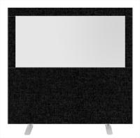 Impulse Plus Clear Half Vision 1500/1600 Floor Free Standing Screen Black Fabric Light Grey Edges