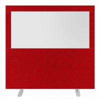 Impulse Plus Clear Half Vision 1500/1600 Floor Free Standing Screen Burgundy Fabric Light Grey Edges