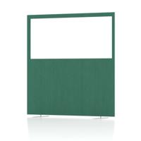 Impulse Plus Clear Half Vision 1500/1600 Floor Free Standing Screen Palm Green Fabric Light Grey Edges