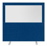 Impulse Plus Clear Half Vision 1500/1600 Floor Free Standing Screen Powder Blue Fabric Light Grey Edges