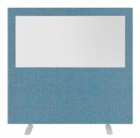 Impulse Plus Clear Half Vision 1500/1600 Floor Free Standing Screen Sky Blue Fabric Light Grey Edges